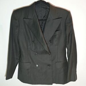 Loro Piana Black Double Breasted Structured Classic Blazer Coat Jacket, sz L